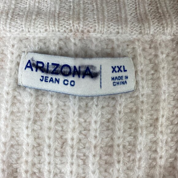 Arizona Jean Co. Womens White Waffle Knit Crewneck Long Sleeve Sweater Size XXL - Picture 3 of 4